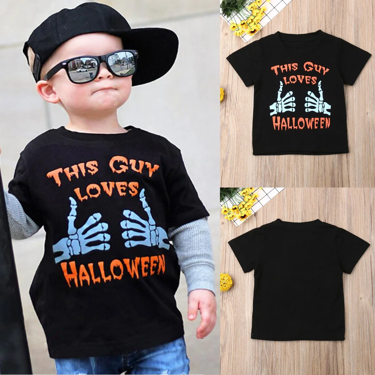 Brand Kids Child Baby Girls Boys Halloween Short Sleeve Tops T Shirt Short Sleeve Cotton Clothes Costume