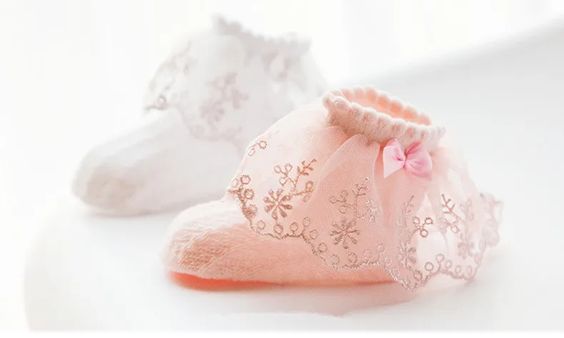 Детские носки летние кружевные короткие носки для девочек хлопковые ажурные чулки для малышей тонкие носки для принцессы для девочек
