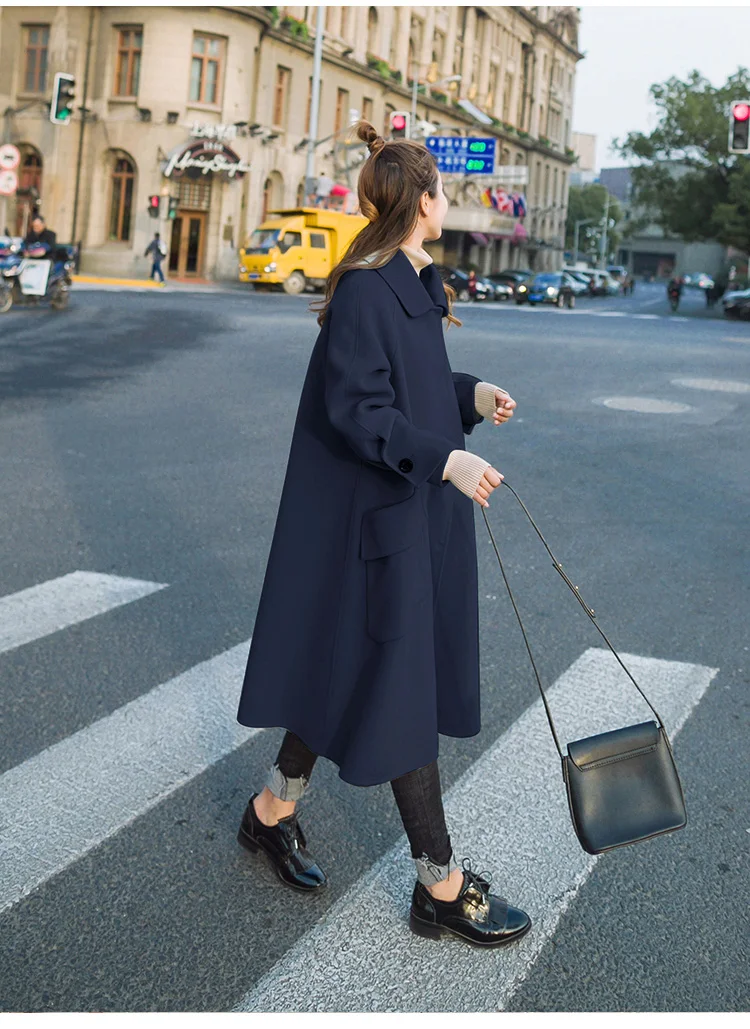 pregnant women woolen coat fashion Korean spring and autumn new long paragraph loose large size woolen cloak coat