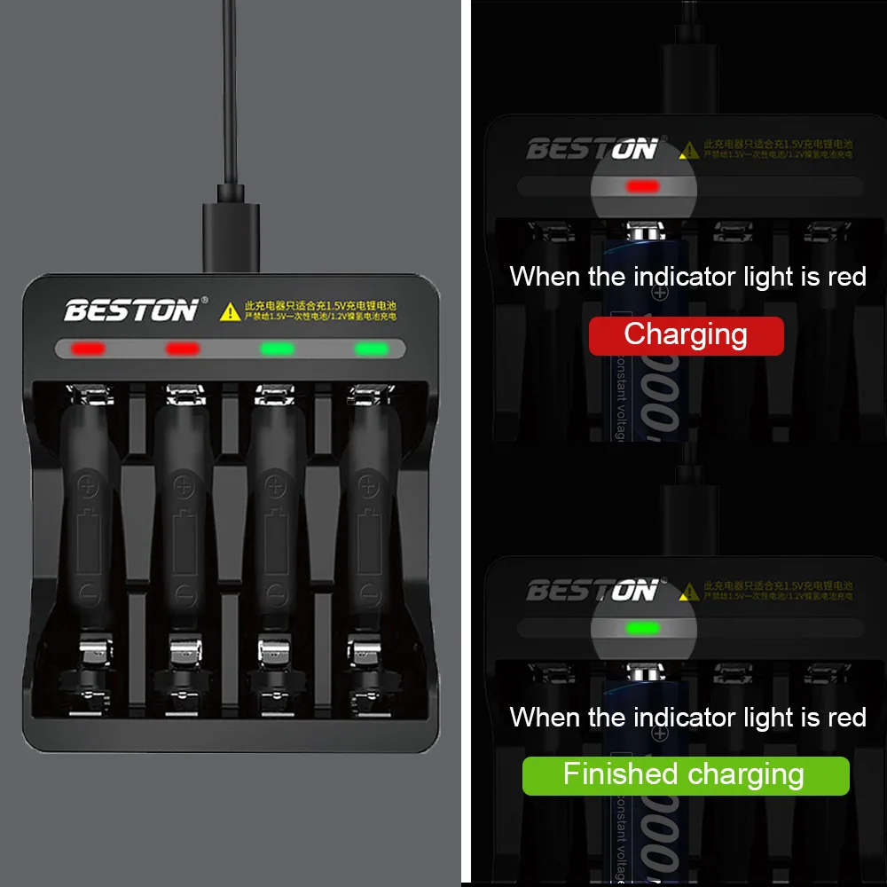 1.5V AA AAA Li-ion Rechargeable Battery Charger with Led Indicator