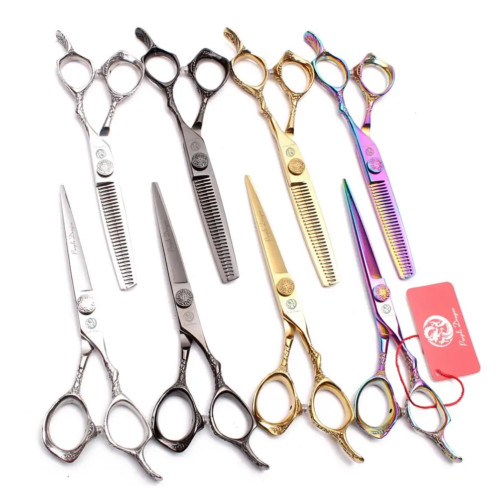 

Professional Hairdressing Scissors Z9001 6" Purple Dragon 440C Hair Scissors Thinning Shears Hair Cutting Scissors Dragon Handle