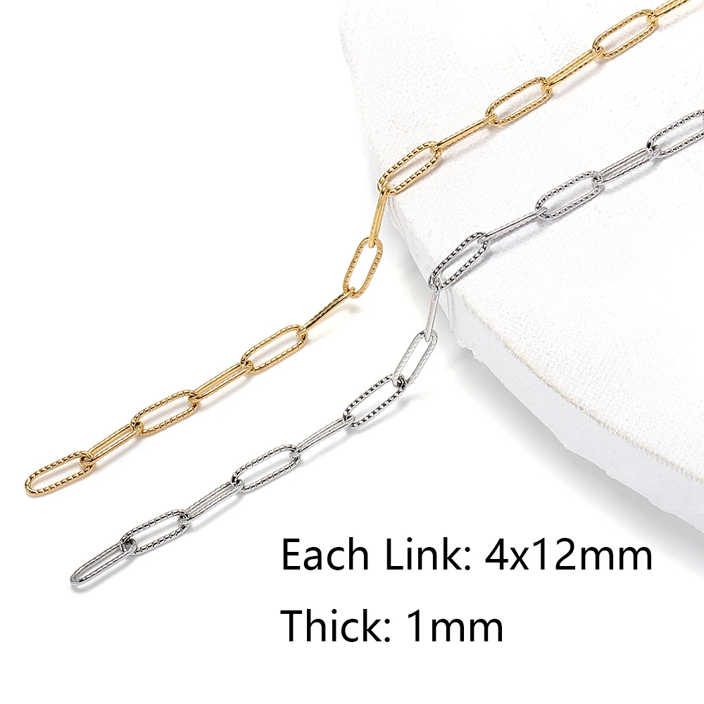 

1meter 4x12mm Gold Necklace Chains Stainless Steel Chain Cross Link Chain Bracelet Accessories for Jewelry Making Crafts DIY
