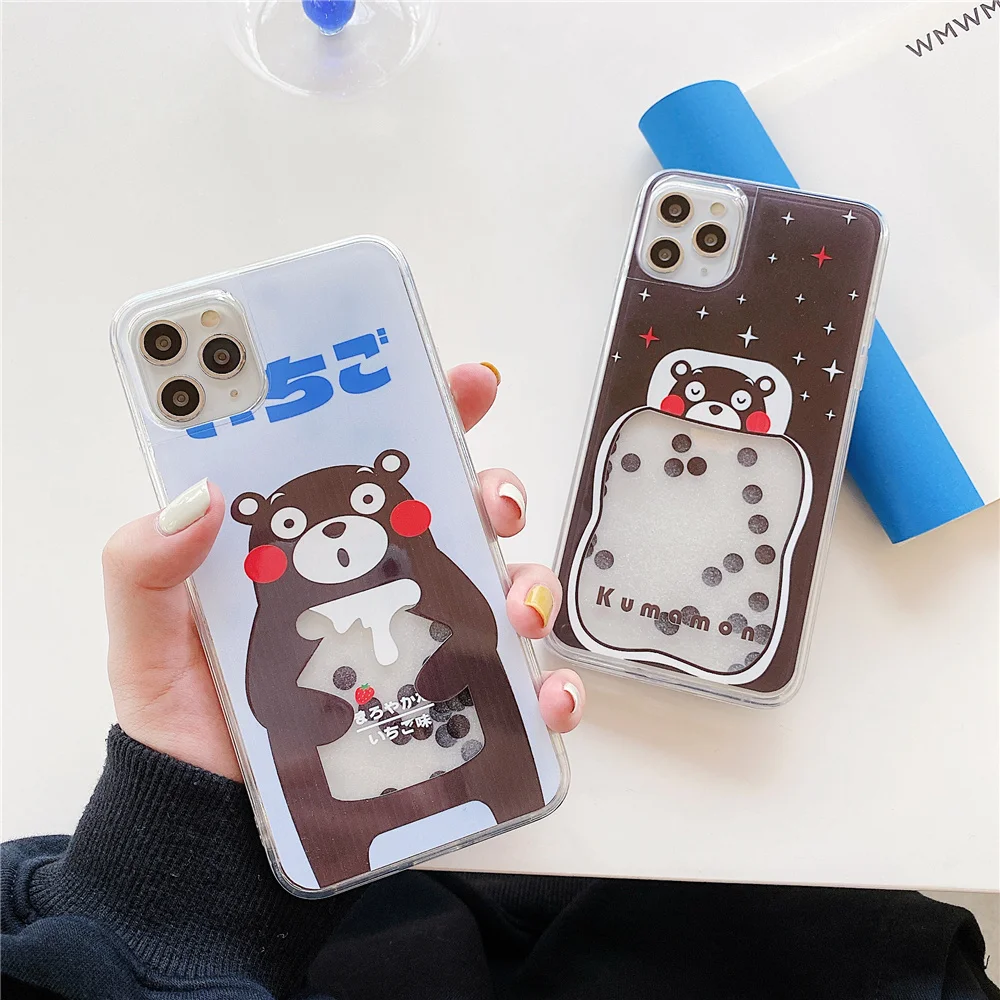 Чехол для телефона Kumamon Bubble Tea Boba Quicksand из ТПУ iPhone 11 Pro MAX 7 8 Plus X XR XS молочный чай