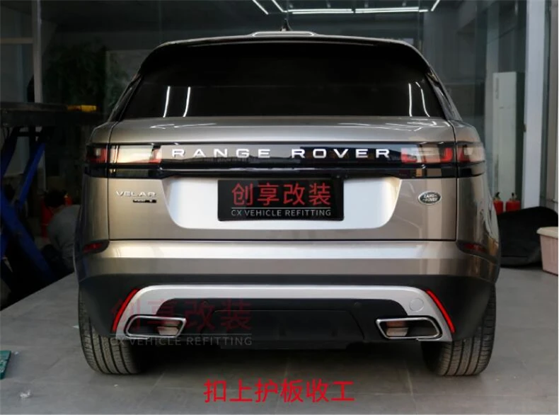 Задний бампер выступ Спойлеры и Exhause для Land Rover Range Rover Velar 18 19 Высокое качество Серебряный черный распылитель абс
