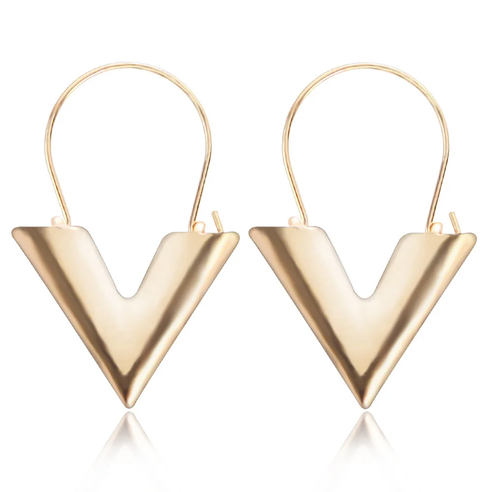 ZG женские модные серьги Brincos Oorbellen Bijoux металлическая текстура буквы V висячие серьги для женщин