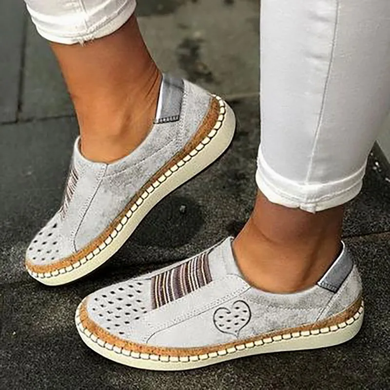 Women Summer Flats Shoe Zapatos Mujer Cut Out Vintage Flock Light Simple Soft Shoe Woman Sapato Chaussure Womans Shoes - Color: I