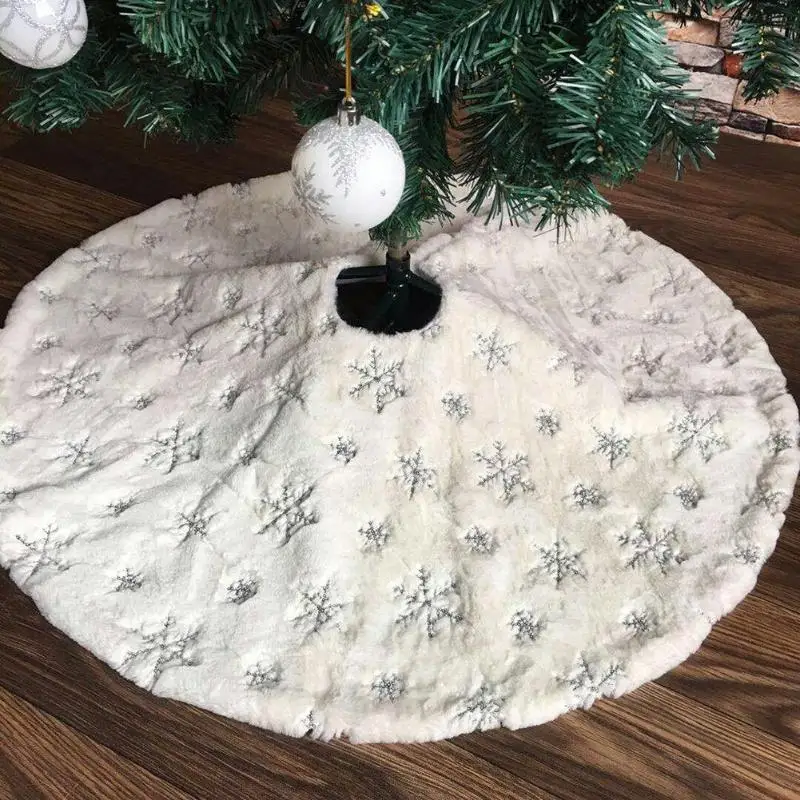 90 см, 122 см, Рождественская юбка с вышивкой в виде снежинок, домашние вечерние круглые ковры, рождественские украшения для дома, коврик для пола