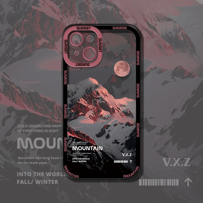 Aesthetic Snow Mountain Transparent Phone Case For iPhone 13 12 11 Pro Max X XR XS Luxury Clear Soft Silicone Shockproof Cover best iphone 13 case