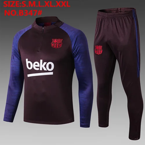 Топ 19 20 года, одежда для футбола, спортивный костюм GRIEZMANN SUAREZ UMTITI, мужской тренировочный костюм на молнии, Футбольная майка - Цвет: Небесно-голубой
