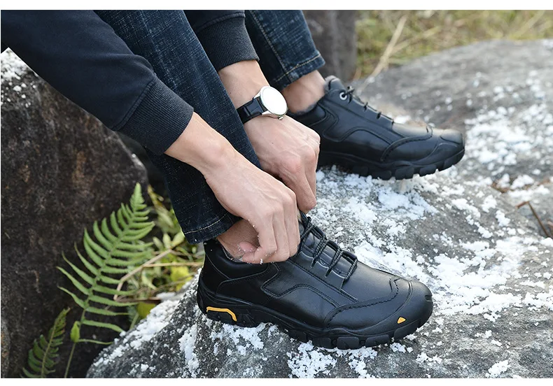 Мужские ботинки; теплые плюшевые зимние ботинки; Size38-50 очень больших размеров; Мужская зимняя обувь для походов; теплая уличная прогулочная обувь из хлопка