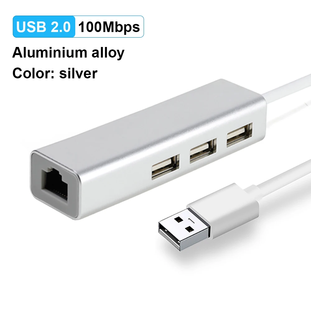 USB2.0 100M Silver OFCCOM USB Ethernet USB 3,0 2,0 к RJ45 концентратор 10/100/1000 м Ethernet адаптер Сетевая карта USB Lan для Macbook Windows - Цвет: USB2.0 100M Silver
