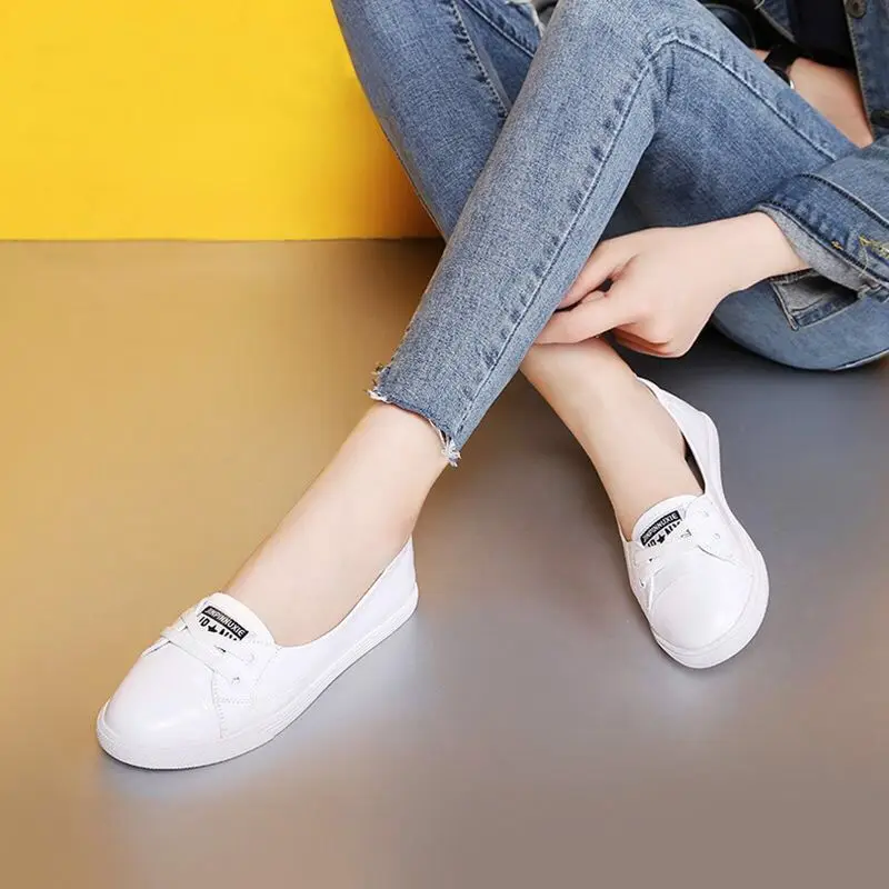

Low-Cut White Shoes Women's 2019 New Style Korean-style Versatile Flat Students Shoes White Casual Board Shoes Children