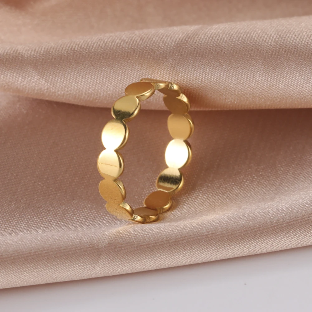 Skyrim Fashion Geometric Round Minimalist Rings for Women Girls Gold Color Stainless Steel Ring Wedding Party Jewelry