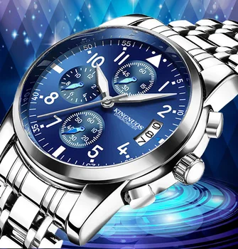 

Men Business Quartz Watches Fashion Waterproof Complete Calendar Stainless Steel LED Male Quartz Watches Relogio Masculino