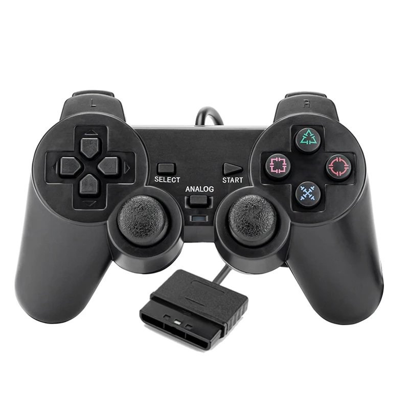 DATA FROG Wired Double Vibration Controller for PS2 Plug and Play Gamepad Joystick for Sony Playstation2 Console Accessories 