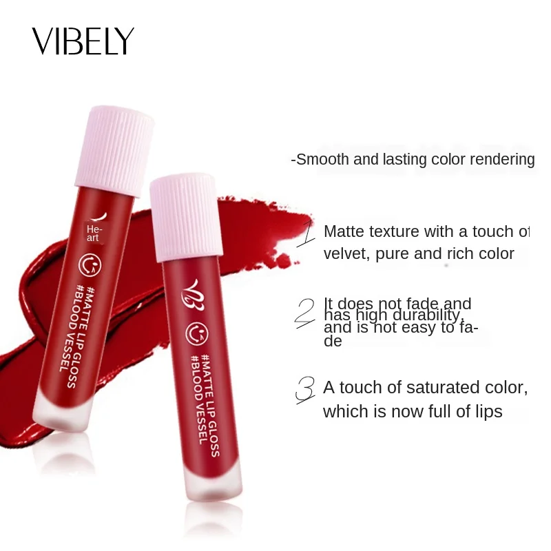 VIBELY Small Blood Vessel Matte Lip Glaze, Ink Repair, Lip Glaze, Lipstick, Lip Gloss, Soft Silky Matte Color VIBELY Small Blood Vessel Matte Lip Glaze, Ink Repair, Lip Glaze, Lipstick, Lip Gloss, Soft Silky Matte Color