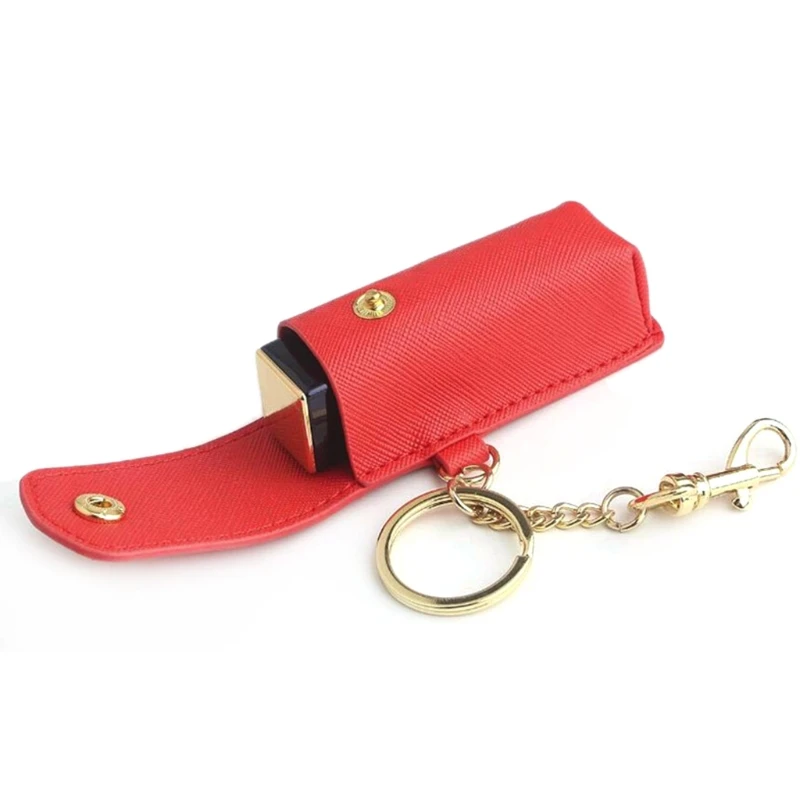 2 Pack Chapstick Keychain Holders Leather Mini Lipstick Lip Tubes
