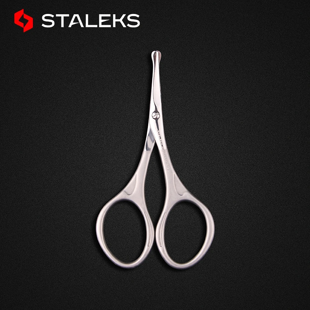 STALEKS SBC-10-4 Premium Stainless Steel Round Angle Safety Makeup Scissors Nose Hair Scissors Trimming Nose Beard Sideburns 2