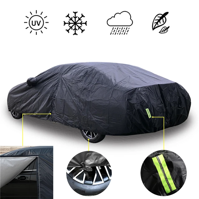 العالمي كامل سيارة يغطي في الهواء الطلق مقاوم للماء الشمس UV المطر الثلوج حماية أسود سيارة غطاء S XXL SUV/سيارة سيدان سستة تصميم