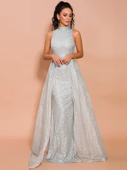 

Top Quality Long Sequined Evening Party Dress Celebrity Women Sexy Night Club Vintage Long Dresses