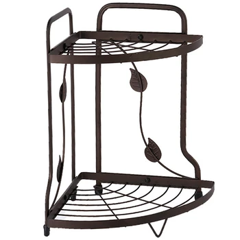 

Iron Corner Shelf Kitchen Supplies Storage Rack Bathroom Double-Layer Stand Basket Shampoo Soap Cosmetic Storage Shelves Rack