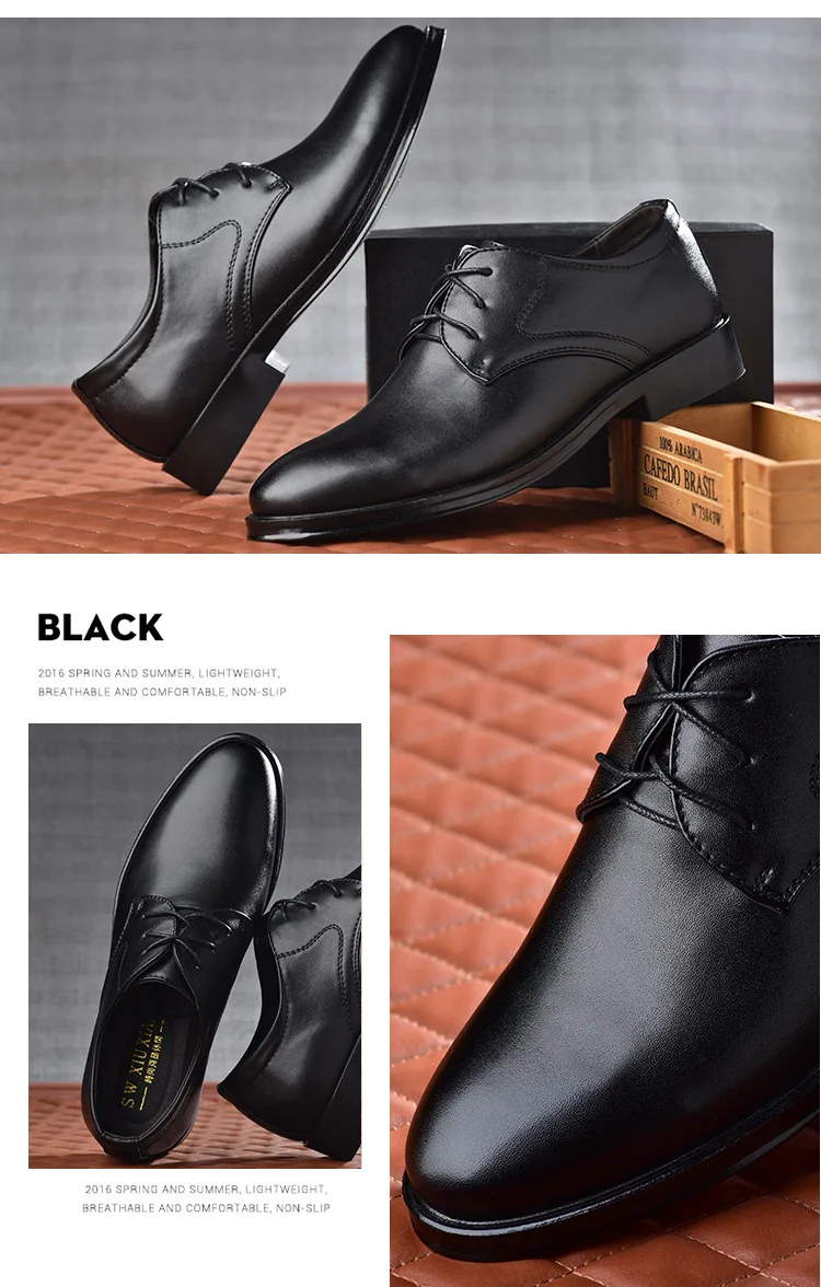 Men Leather Shoes Business Dress Shoes All-Match Casual Shoes Shock-Absorbing Footwear Wear-Resistant