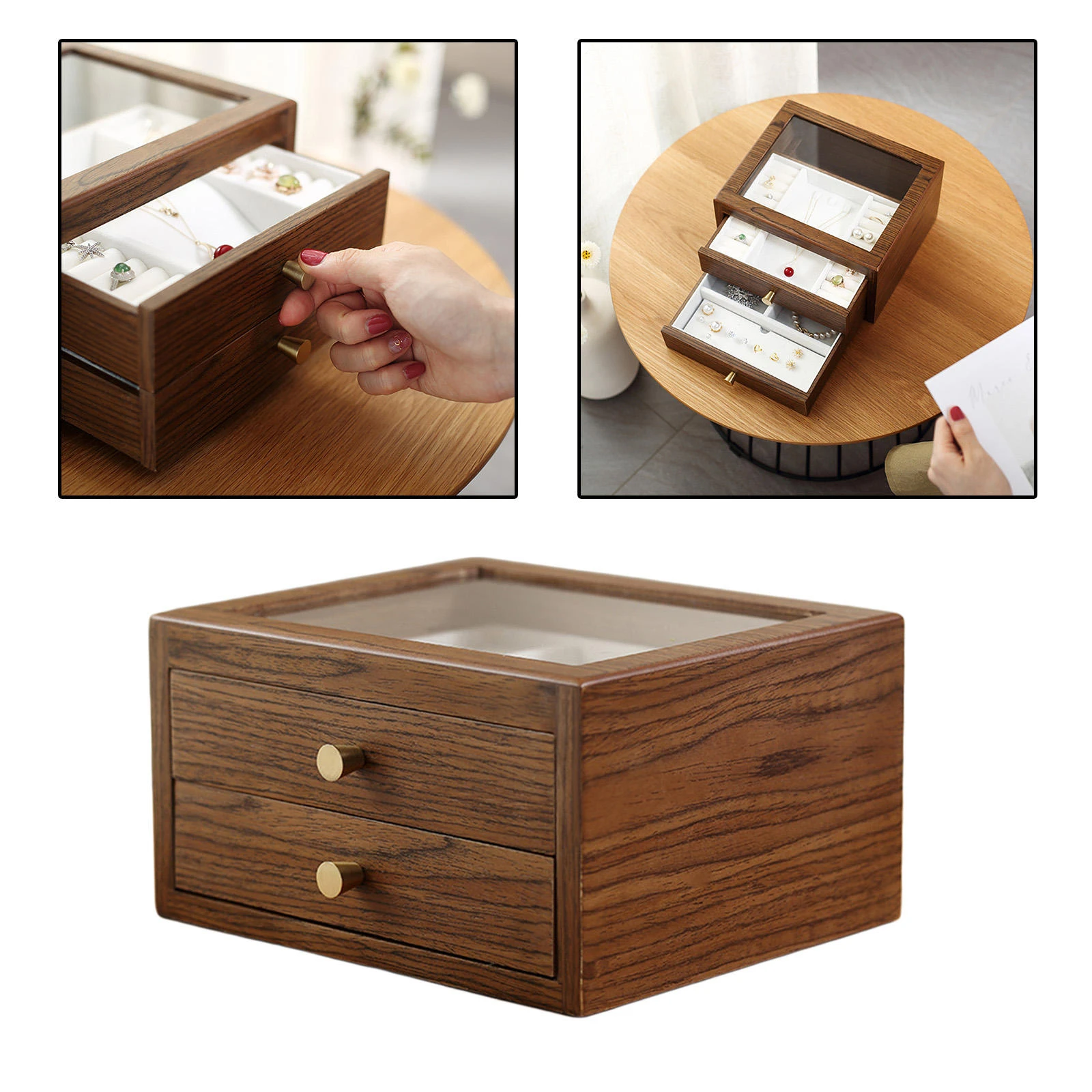 Caja de joyas, transparente para pendientes, cajas colgantes de joyería con 2 para pendientes, anillo, collar, pulsera, vitrina|Cajas y recipientes de almacenamiento| AliExpress