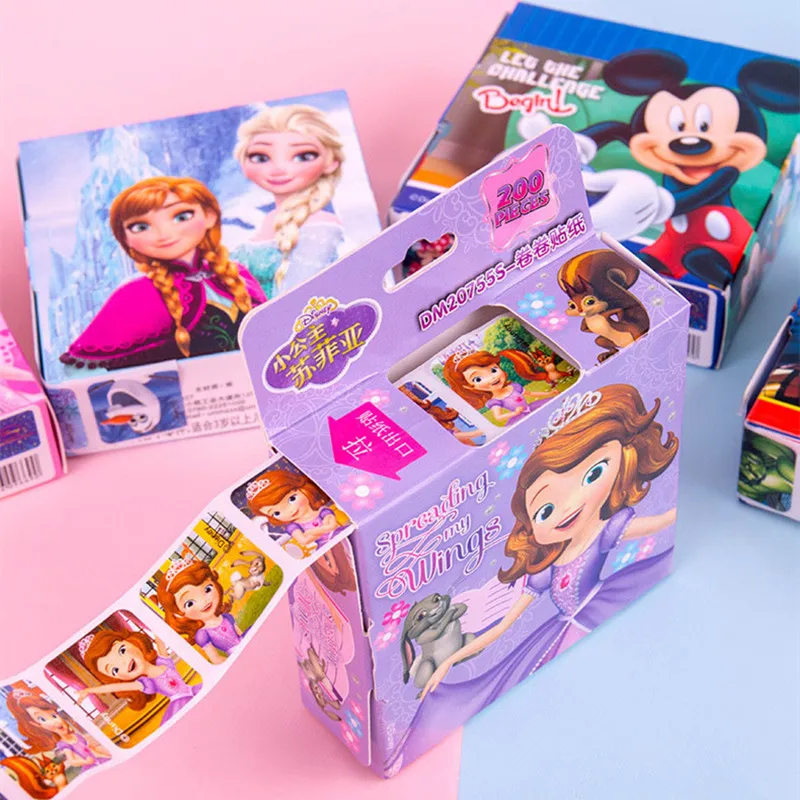HOT SALE 200pcs/box Disney Cartoon Stickers Frozen Elsa and Anna Princess Sofia Mickey Children Removable Toys | Игрушки и хобби
