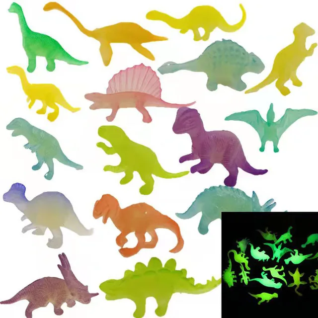 12Pcs Luminous Dinosaur Jurassic Park Party Bag Glow In The Dark Toys For Kids Mini Animals Model Set Niños Juguetes 2