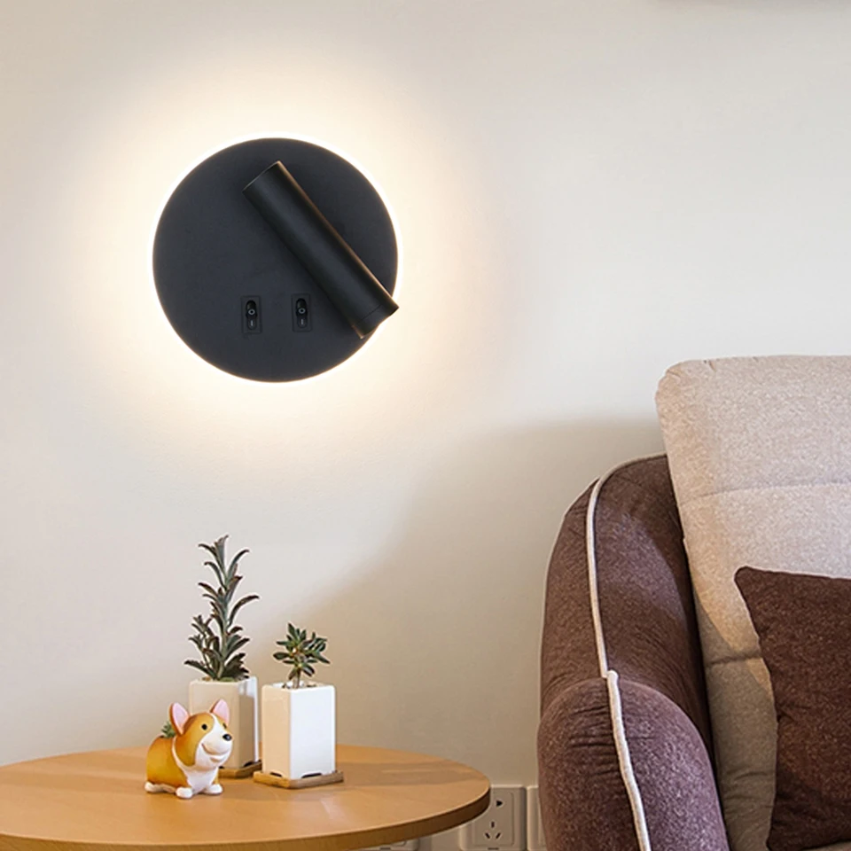 

Led wall lamps 3W reading light 7W backlight with switch wall light hotel bedside modern wall lamp bedroom study stair sconces