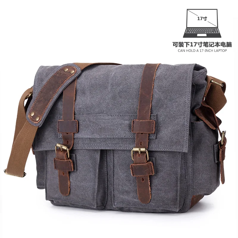 

Qisemian Postman Shoulder 1038 Extra-large No. 17-Inch Computer Men's Bag One Shoulder Canvas Bag Outdoor Casual