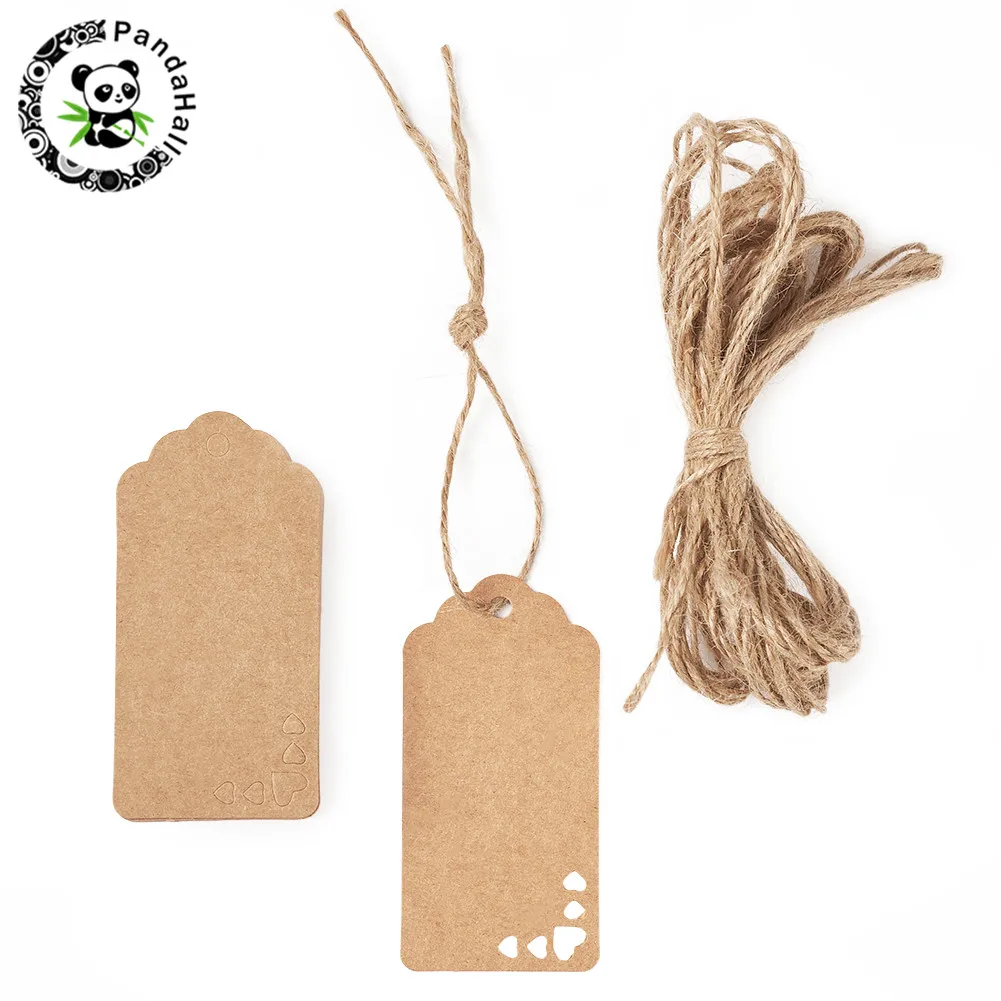 Jewelry Display Kraft Paper Price Tags with Hemp Rope BurlyWood 9x4.5x0.03cm about 100pcs/bag | Украшения и аксессуары