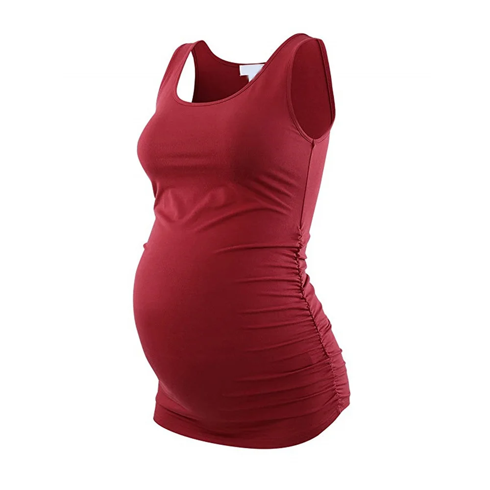 Pregnant women vest waistband sleeveless solid color soft and comfortable elastic