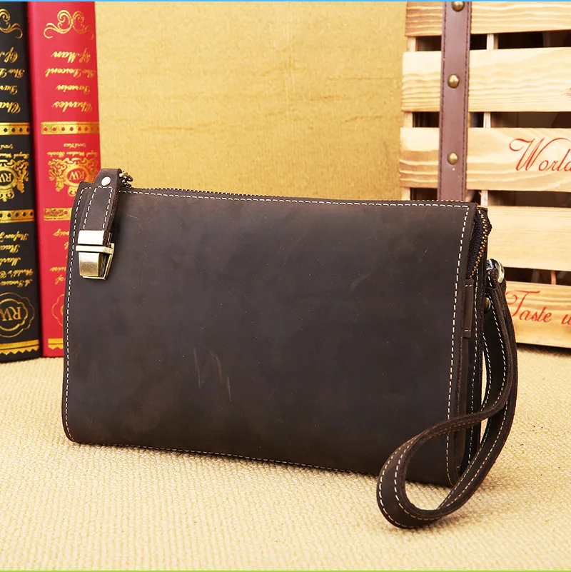 

Handbag Man's Leather Business Leisure Large Capacity Mobile Phone Bag.