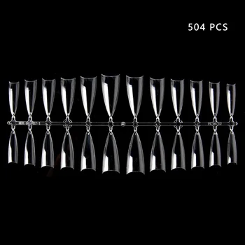 

504pcs Reusable Stiletto Non Toxic DIY Clear Fake Art Professional False Nail Tips Stretchy 12 Sizes Salon Beginner Tasteless