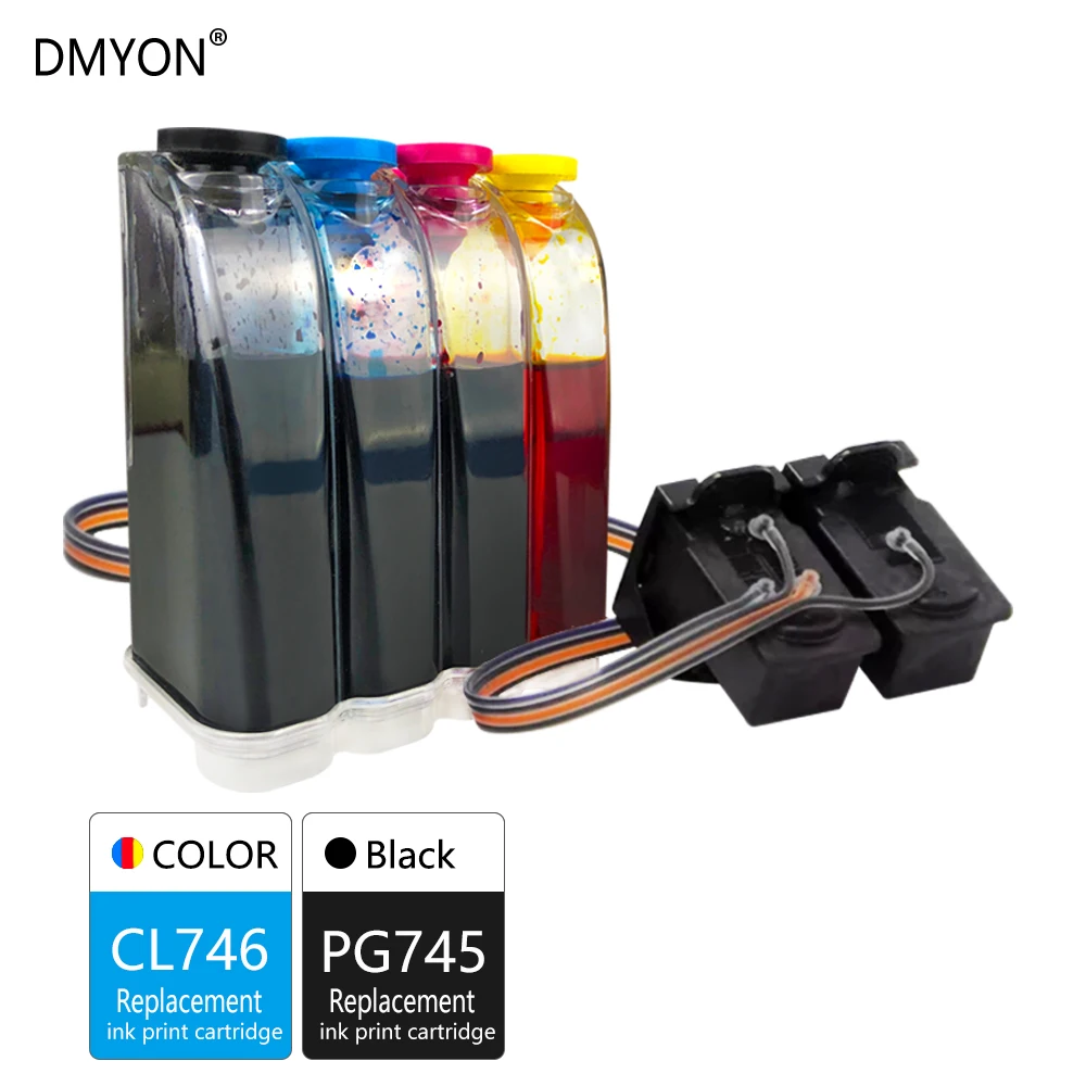 

DMYON Compatible for Canon PG745 CL746 CISS Bulk Ink Cartridge for Pixma MX497 TS207 307 3170 TR4570 MG2570 IP2870S Printer