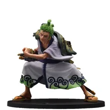 

15CM One-piece Christmas Gift Three Sword Style Wano Country Kimono Set Vertical Picture Sauron Squatting Model Boxed Picture
