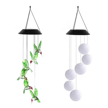 

1xLED Solar Color Change Lamp Solar Wind Chime Light Six Hummingbird Waterproof Outdoor Garden Yard Patio Decor LED Solar Light