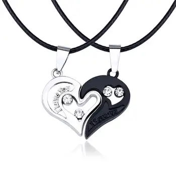 

2020 Unisex Fashion Couple Heart-shaped I Love You Pendant Necklace Fashion Gift Accessories 1 Pair Jewelry Gift