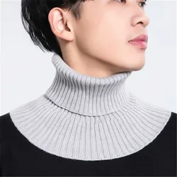 Sitonjwly Knitted False Collars for Mens Autumn and Winter Woolen Scarf Thickened Turtleneck Fake Collar Neck Guard Collar