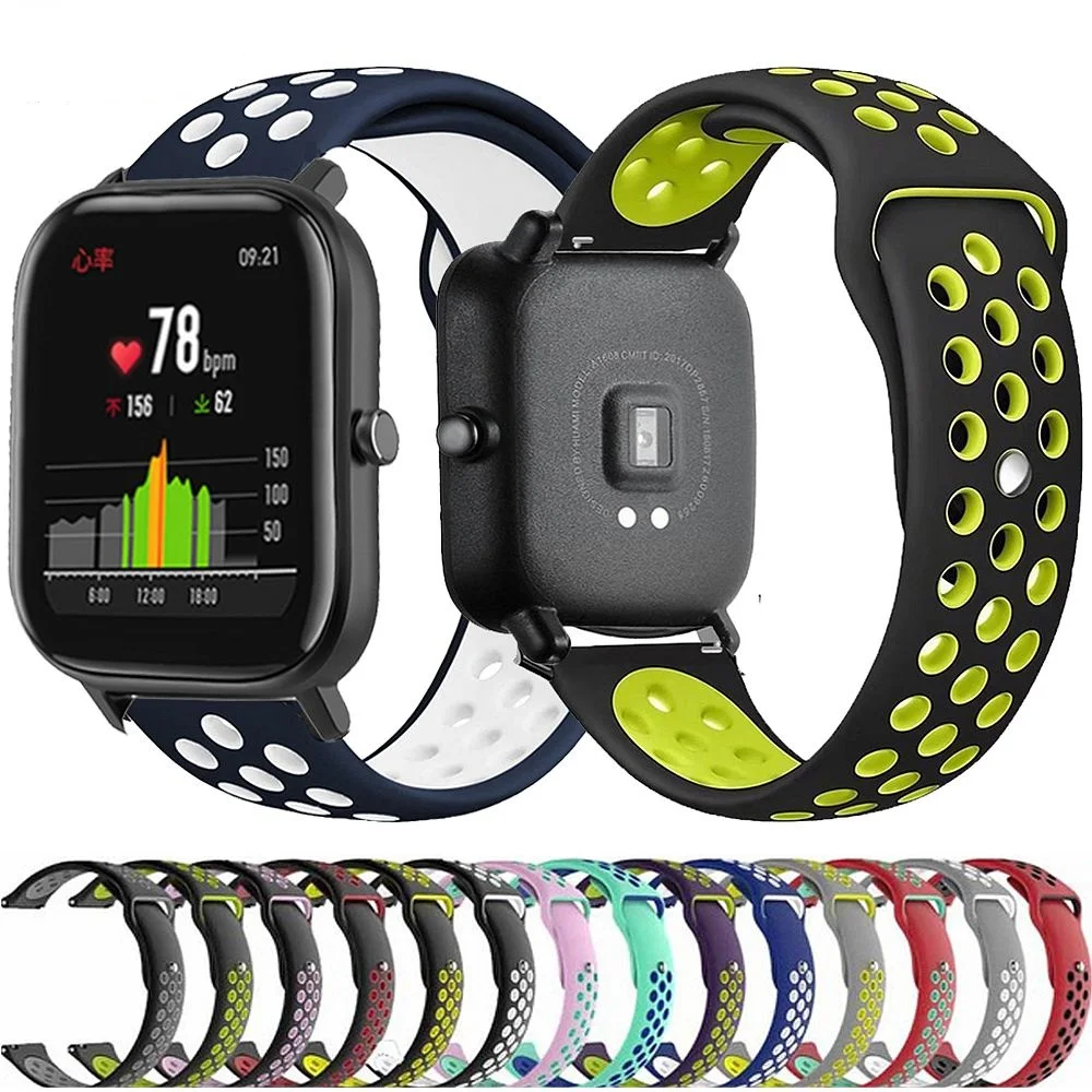 Дышащие силиконовые часы браслет ремешок для Xiaomi Huami Amazfit GTS/GTR 42 мм/Bip Lite Смарт
