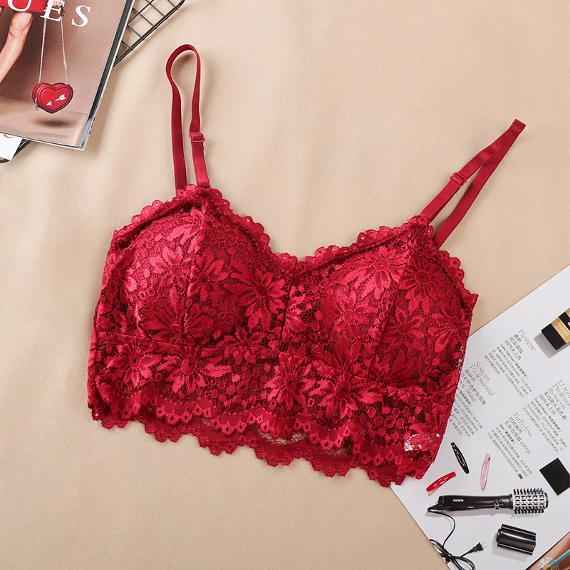 Women's Push Up Wireless Lace Bra Top-4