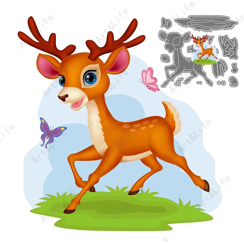 

Christmas Deerlet Sika Deer Reindeer New Metal Cutting Dies Stencils for DIY Scrapbooking Album Paper Card Embossing Cut Mould