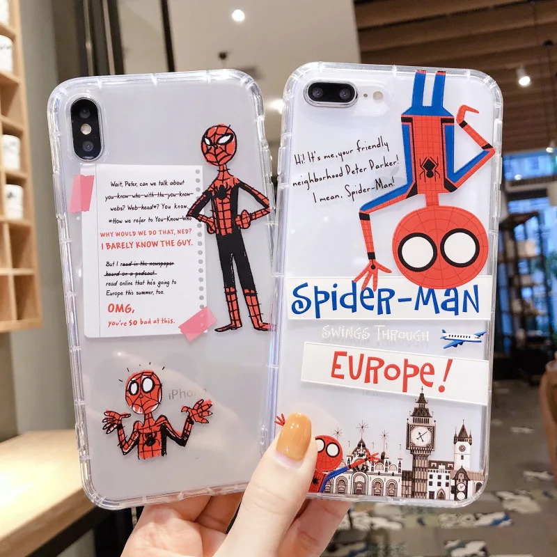 

For iPhone X Case Transparent Cartoon Phone Case For iPhone XS Max XR 7 8 6 6s Plus Clear Back Cover Soft TPU Couple Coque Funda