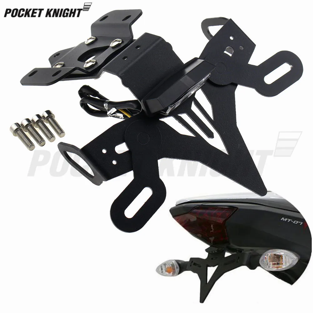 Telaio Targa Per Yamaha Mt-07 Fz-07 2013-2019 Accessorio Moto Registrazione Porta Targa Luce Led Coda Corta