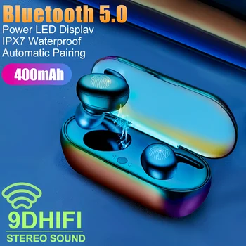 

Mini CVC8.0 Cancelling Bluetooth 5.0 Earphones Sport Waterproof Headphones Sound Bank Headsets with Chaging Case 400mAh