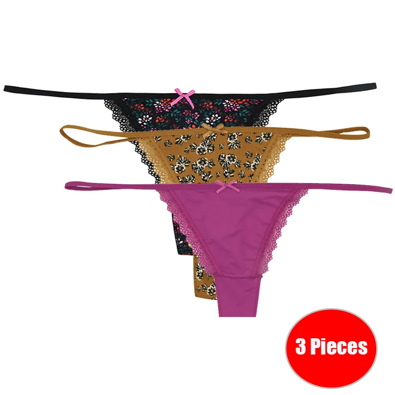 3 Pcs Random Moxeay, 3 шт., женские кружевные стринги, сексуальное нижнее белье, стринги, кружевные трусики с Т-образной спинкой, бесшовные Танга размера плюс, леопардовые трусики - Цвет: 3 Pcs Random