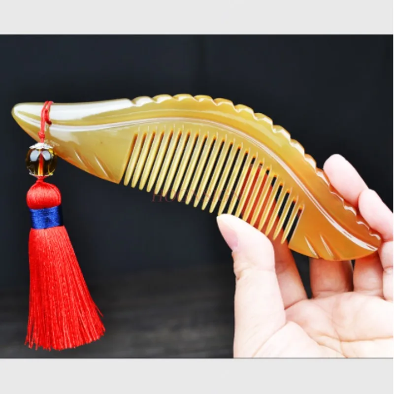 hair hairdress Natural Yak Horn Comb Anti Love Female Shun Long Hair Pure Massage Genuine Yellow White Buffalo Combs Hairdress special offer large shun fat white corner comb natural yellow cattle combs massage hairbrush hairdressing supplies for female