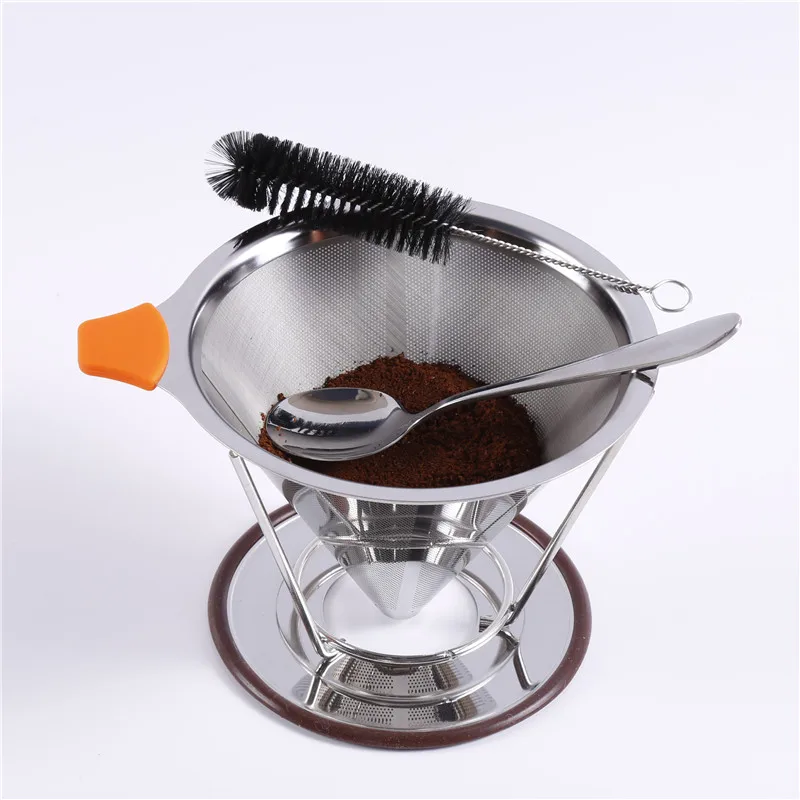Нержавеющая сталь многоразовый Кофе фильтр чашка кофе s стойка для капельницы сетка Воронка корзина чай фильтр посуда для напитков кухонные аксессуары