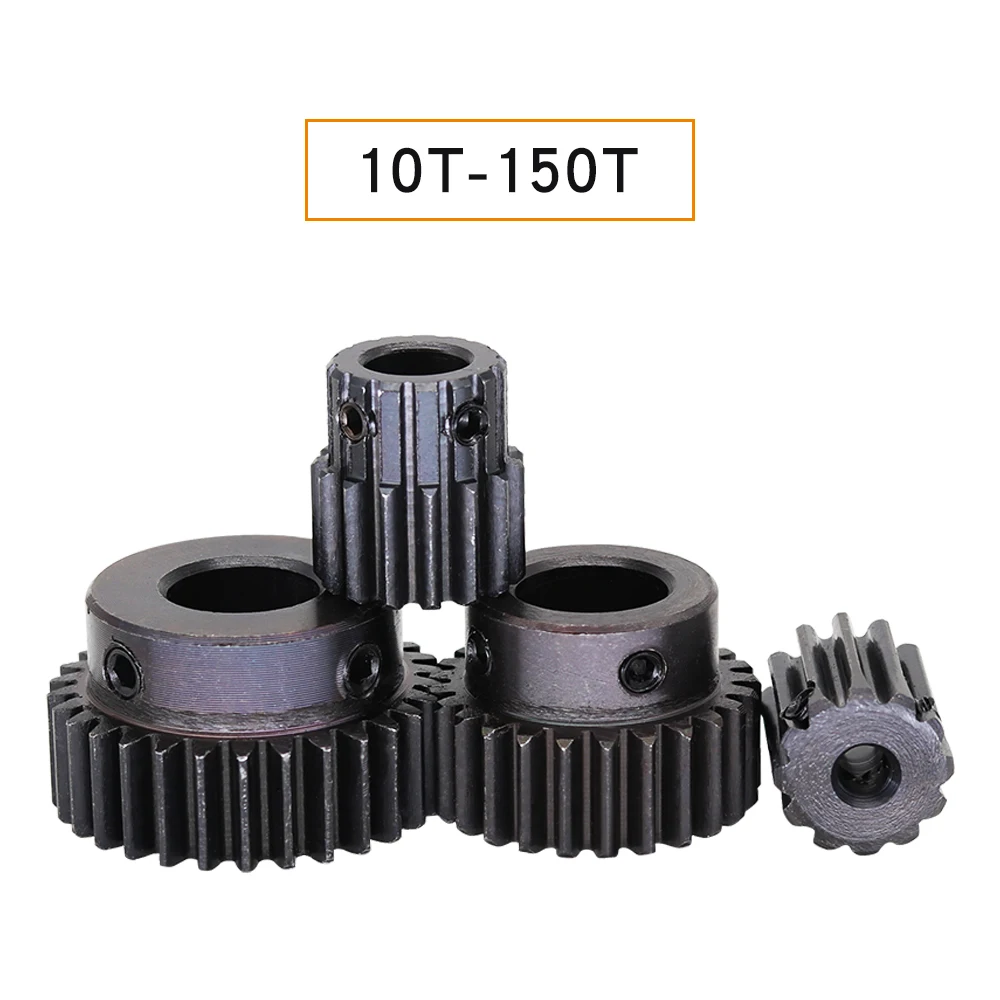 Module 1 Spur Gear 1M-10T/12T/14T SC45#Carbon Steel Material Motor Gear Bore Size 4/5/6/6.35/7 mm Transmission Accessories motor gear transmission gear